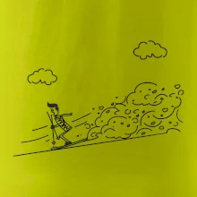 Kreslený lyžař na horách