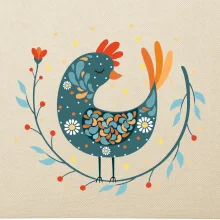 Folklor - slepice s kopretinou