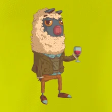 Alpaka s vínem muž