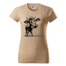 Černobílá karikatura kráva stojící