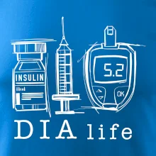 D I A life - kreslený insulin injekce a glukometr