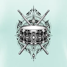 Ornamentální buben s paličkami - černobílý symbol