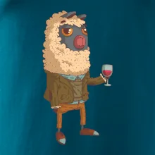 Alpaka s vínem muž