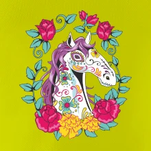 Kůň barevný s květinami