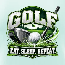 Golfová hůl s míčkem eat sleep repeat