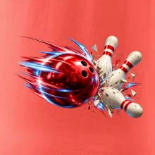 Bowlingová koule v akci a padající kuželky