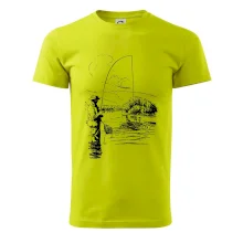 Kreslený rybář s podběrákem