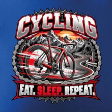Cyklistické kolo mezi horami eat sleep repeat