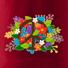 Peace symbol prorostlý květinami