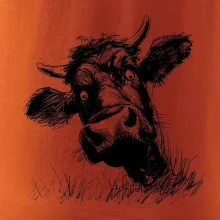 Černobílá karikatura černá kráva hlava