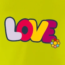 Love nápis s květinou