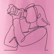 Fotografka stojící jedním tahem