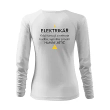 Elektrikář - hlavní jistič - Nápis na zádech