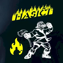 Hasič stojící - nápis hasiči - Velký nápis  na zádech