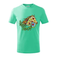 Kůň barevný s listy