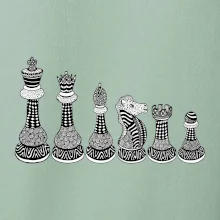 Šachové figurky v řadě - kreslené