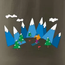 Lyžař a barevné hory