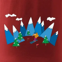 Lyžař a barevné hory