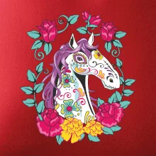 Kůň barevný s květinami