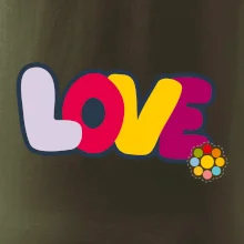 Love nápis s květinou