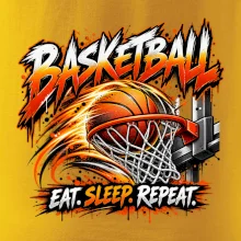 Basketbalový koš s míčem eat sleep repeat