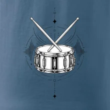Symetrický buben s paličkami - minimalistická rytmická grafika