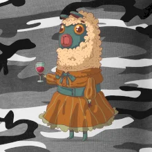 Alpaka s vínem žena