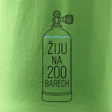 Žiju na 200 barech potápěčská lahev s modrou vlnovkou