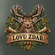 Lovu zdar myslivecký erb s jelenem