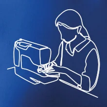 Švadlena a šicí stroj jedním tahem