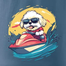 Lhasa Apso na vodním skútru