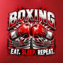 Boxerské rukavice v ringu eat sleep repeat