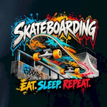 Skateboard ve street stylu eat sleep repeat
