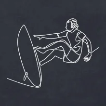 Surfař na vlně jedním tahem