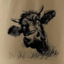 Černobílá karikatura černá kráva hlava