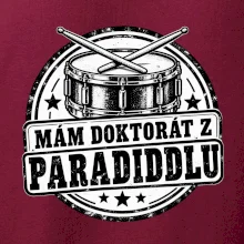 Mám doktorát z paradiddlu - černobílý bubenický odznak