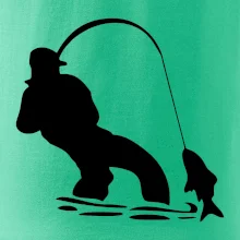 Rybář tahající rybu