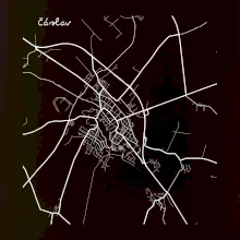 Černobílá mapa Čáslav