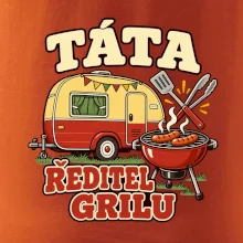 Táta ředitel grilu rodinné kempování s karavanem