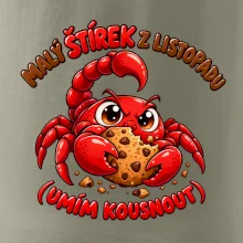 Malý listopadový štírek chrání čokoládovou sušenku
