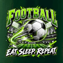 Fotbalový míč a stadion eat sleep repeat