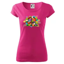 Peace symbol prorostlý květinami