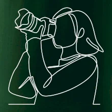 Fotografka stojící jedním tahem