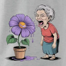 Stará paní plive na fialu