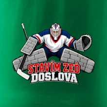 Hokejový brankář staví zeď