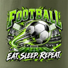 Fotbalový míč a stadion eat sleep repeat