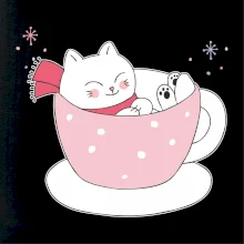 Vánoční kočka v hrnečku