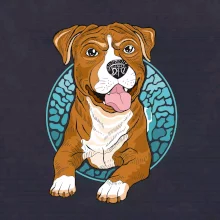 Americký staford kreslený v kolečku (Pecka design)