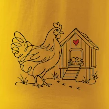 Slepice a kurník se srdíčkem