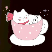 Vánoční kočka v hrnečku